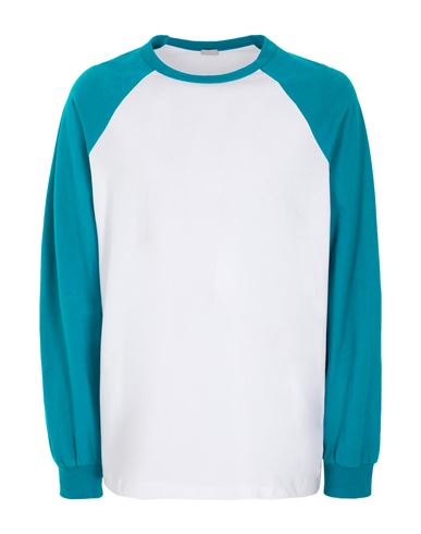 8 By Yoox Organic Cotton Contrast Raglan Long Sleeve T-shirt Man T-shirt Deep jade Size XXL Cotton