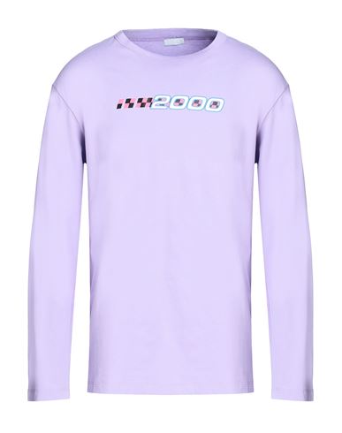 8 By Yoox Organic Cotton L/sleeve T-shirt With Print Man T-shirt Lilac Size XXL Cotton