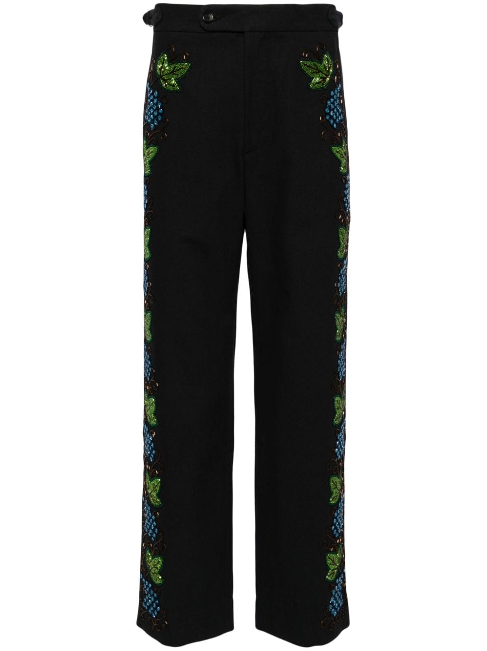 BODE Beaded Concord embroidered trousers - Black