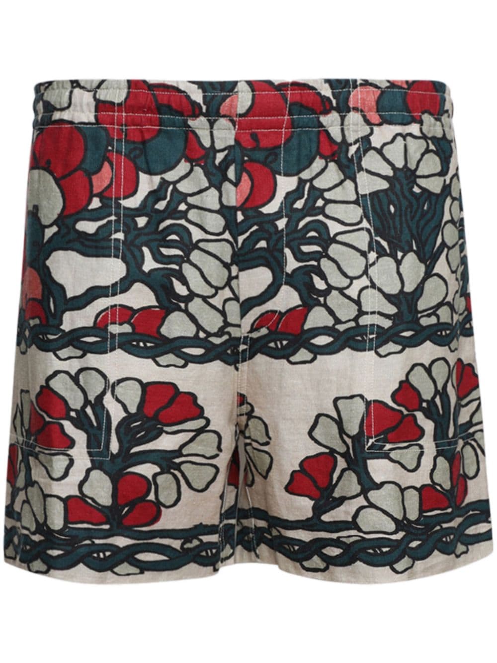 BODE Garden Lattice linen shorts - Neutrals