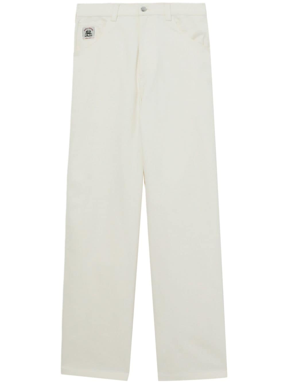 BODE Knolly Brook cotton-herringbone straight-leg trousers - White