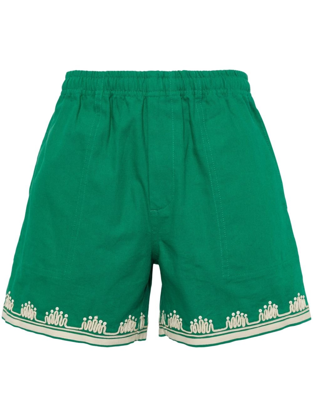 BODE embroidered-design cotton shorts - Green