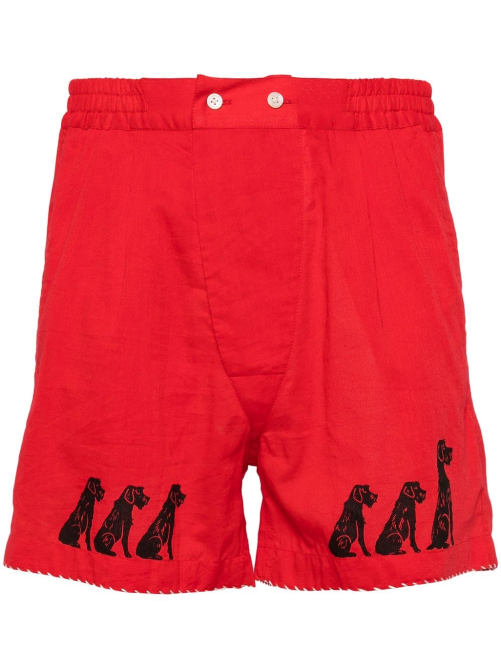 BODE graphic-print cotton shorts - Red