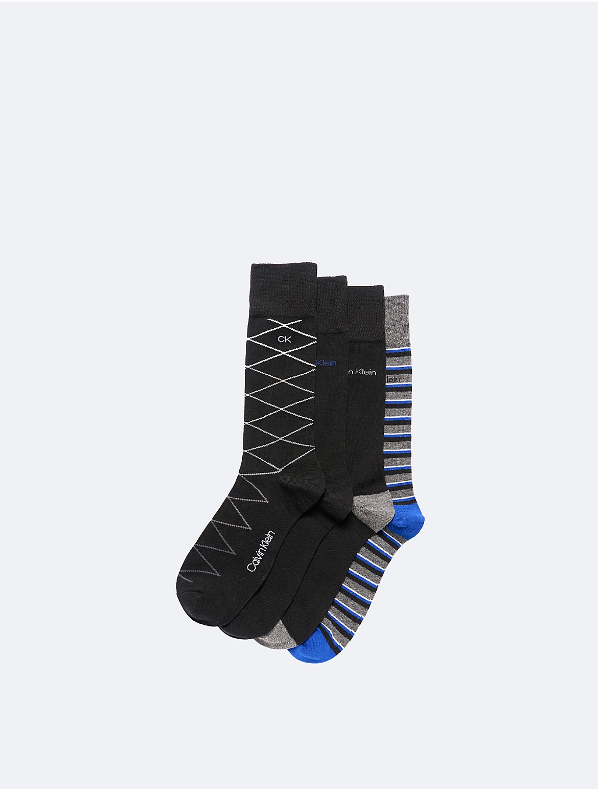 Calvin Klein Men's Multi Pattern 4-Pack Dress Socks - Black