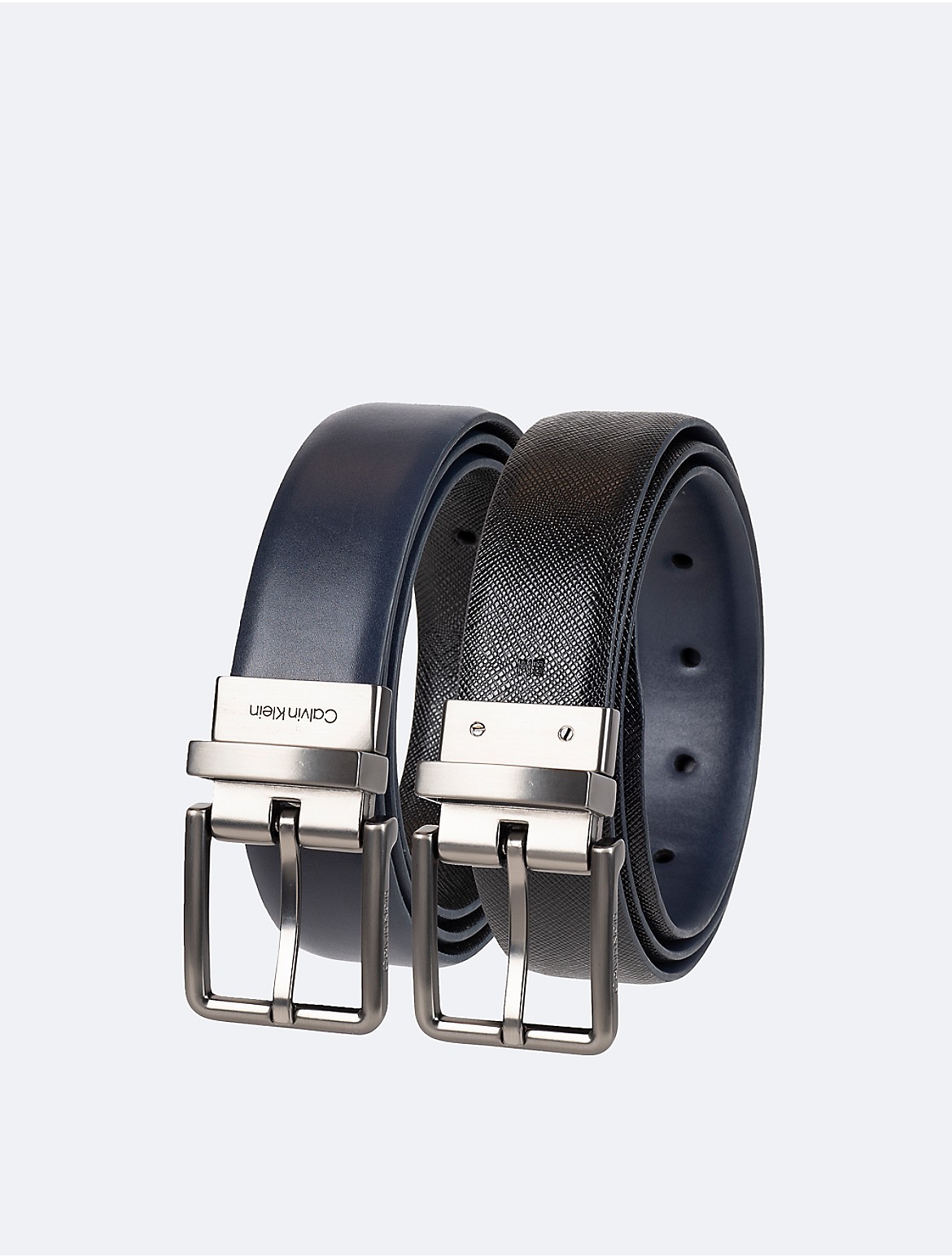 Calvin Klein Men's Reversible Saffiano Leather Dress Belt - Blue - S