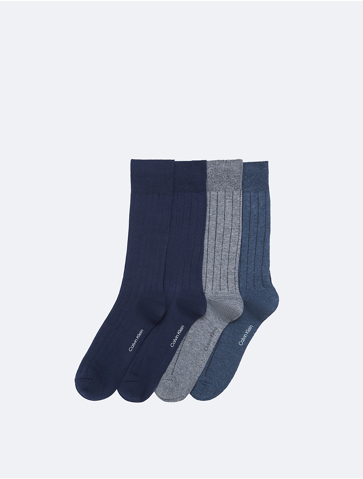 Calvin Klein Men's Ribbed Logo 4-Pack Dress Socks - Blue