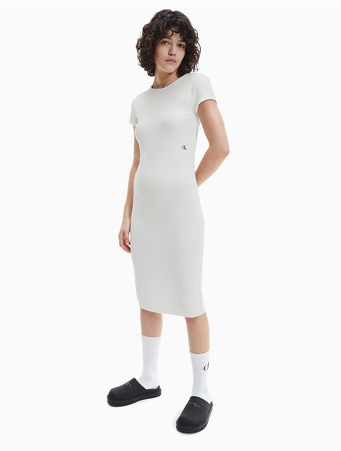 Calvin Klein Women's Bodycon Open Back Midi Dress - White - XL