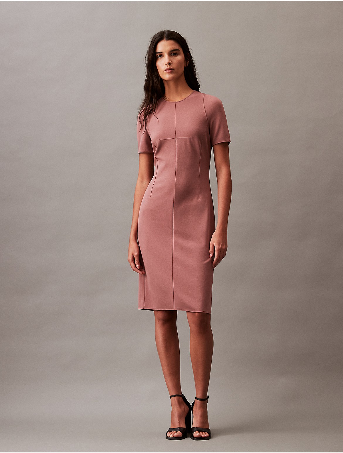 Calvin Klein Women's Compact Stretch Crepe Shift Dress - Pink - XS