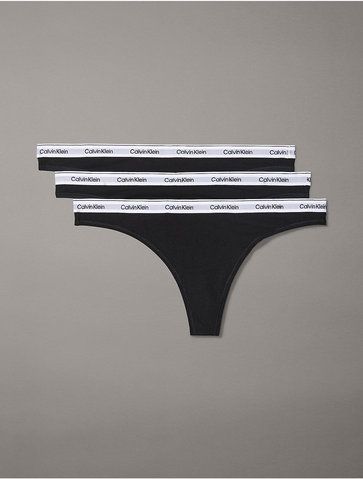 Calvin Klein Women's Modern Logo 3-Pack Low Rise Thong - Black - XS