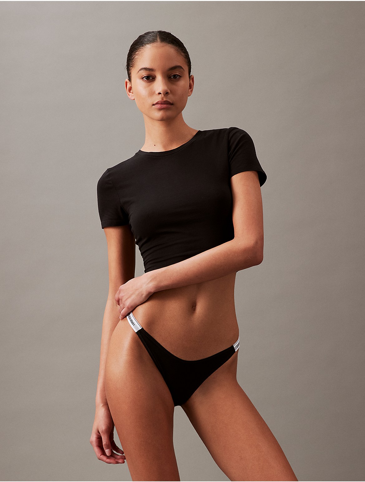 Calvin Klein Women's Modern Logo Dipped String Thong - Black - XS