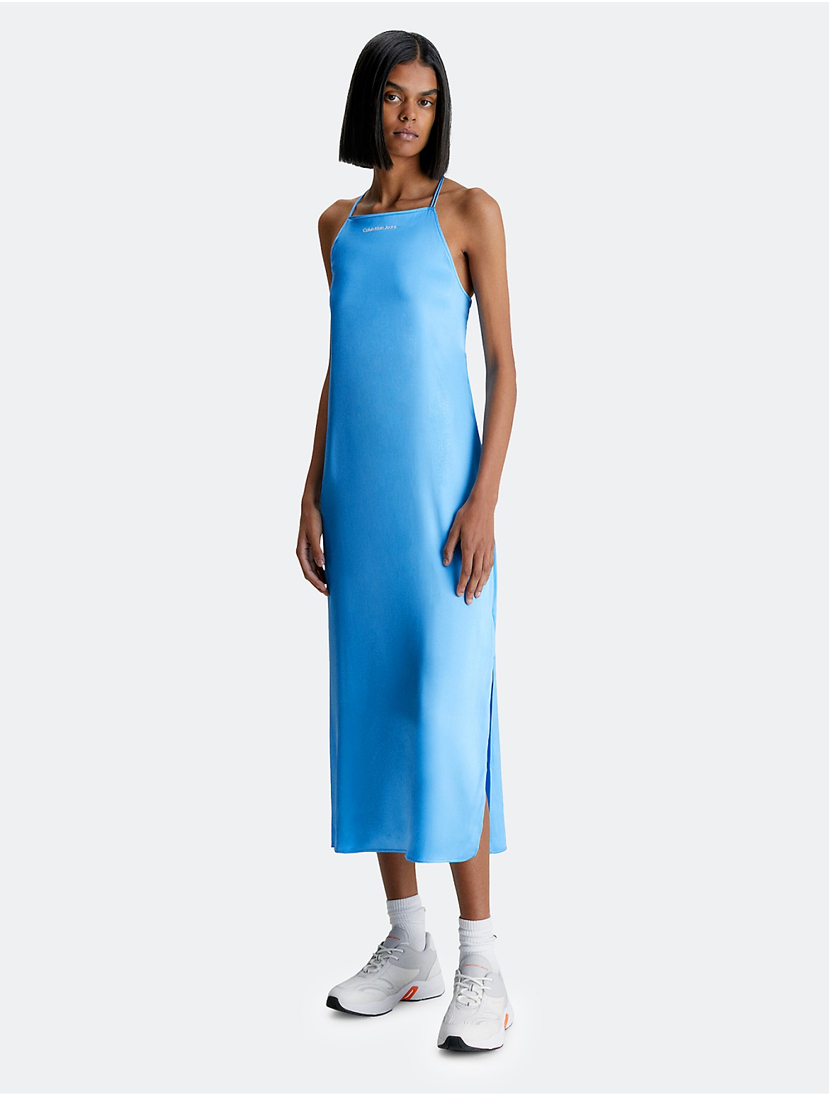 Calvin Klein Women's Open Back Maxi Slip Dress - Blue - XL
