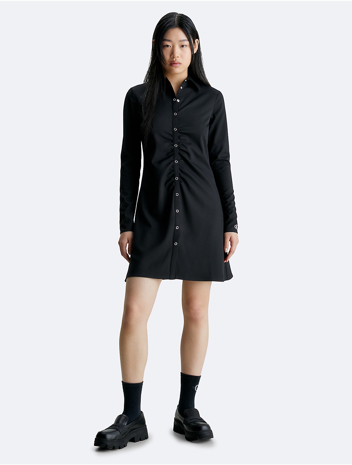 Calvin Klein Women's Slim Button-Down Shirt Dress - Black - M