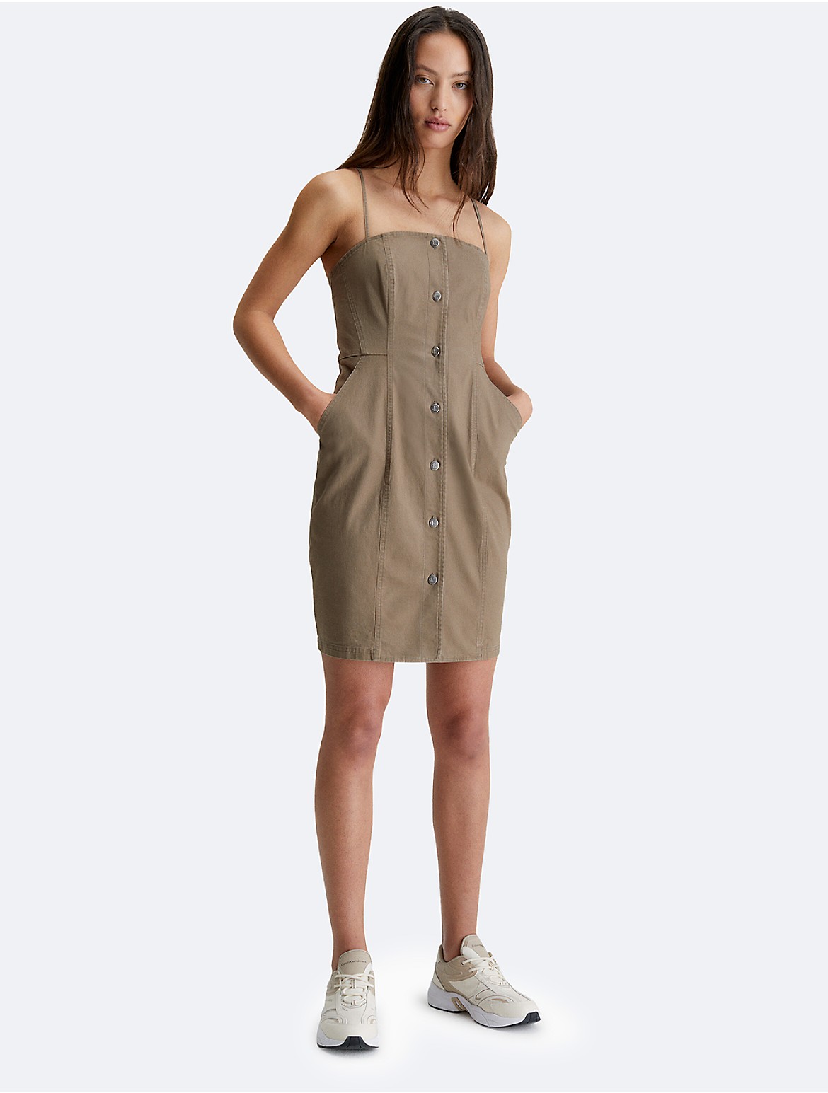 Calvin Klein Women's Strappy Workwear Tank Dress - Brown - L