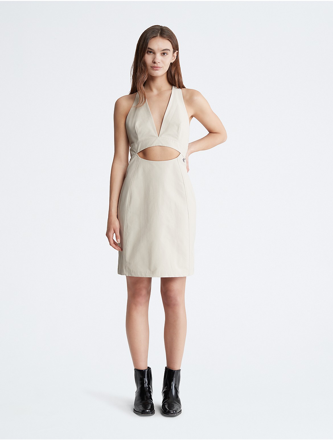 Calvin Klein Women's Utility Open Back Strap Mini Dress - Neutral - XL