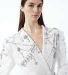 Crystal Embellished Cady Blazer Woven Mini Dress - Ivory