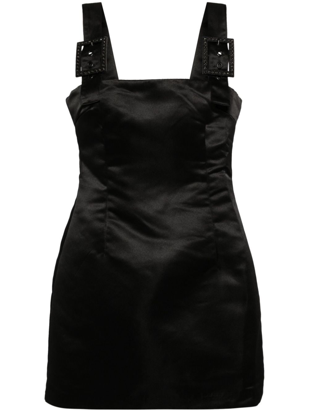 Cynthia Rowley Gigi Crystal Buckle Satin Dress - Black