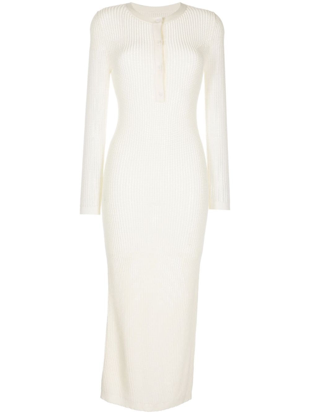 Cynthia Rowley Henley knitted long-sleeve dress - White