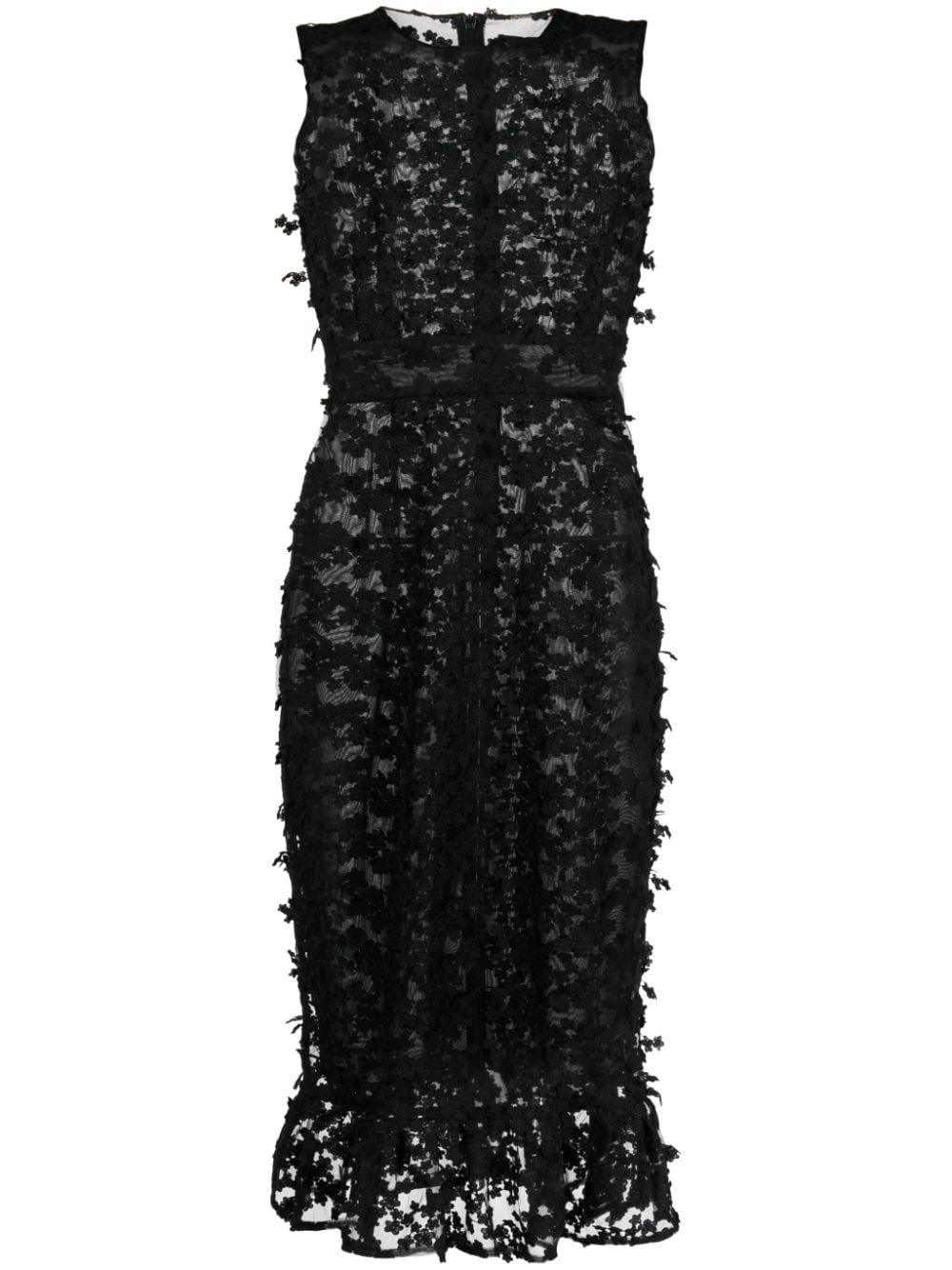 Cynthia Rowley floral-lace midi dress - Black