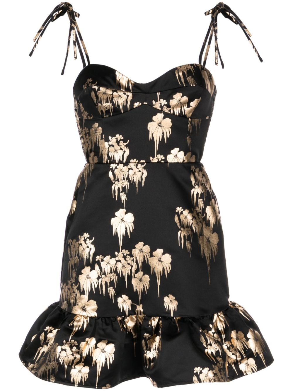 Cynthia Rowley floral-print foiled-finish minidress - Black