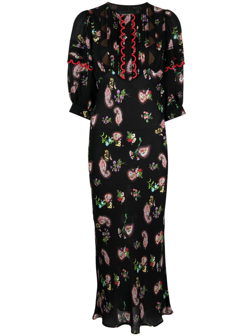 Cynthia Rowley floral-print silk midi dress - Black