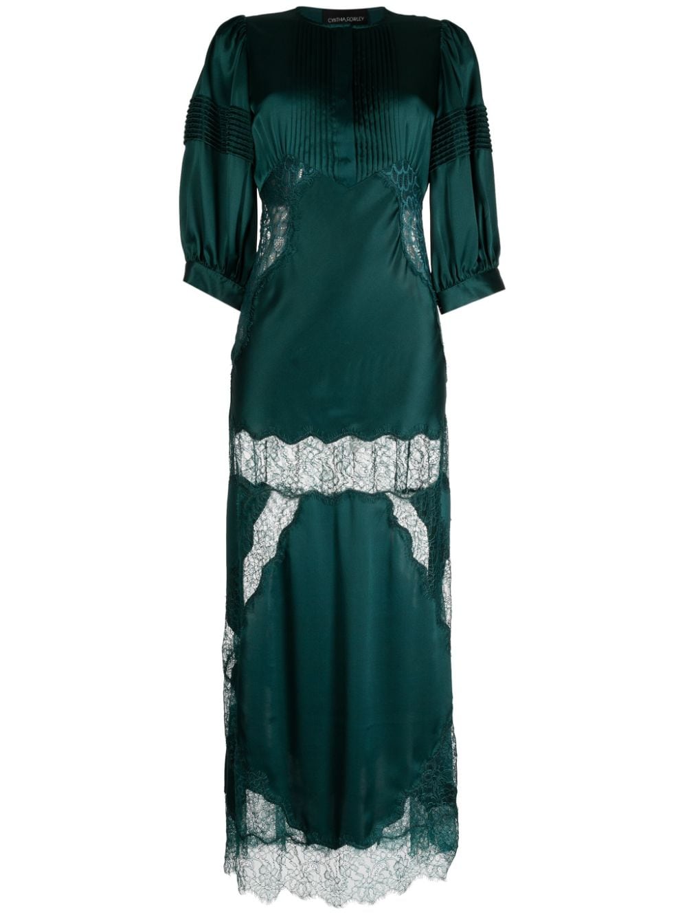 Cynthia Rowley lace-panelled silk maxi dress - Green