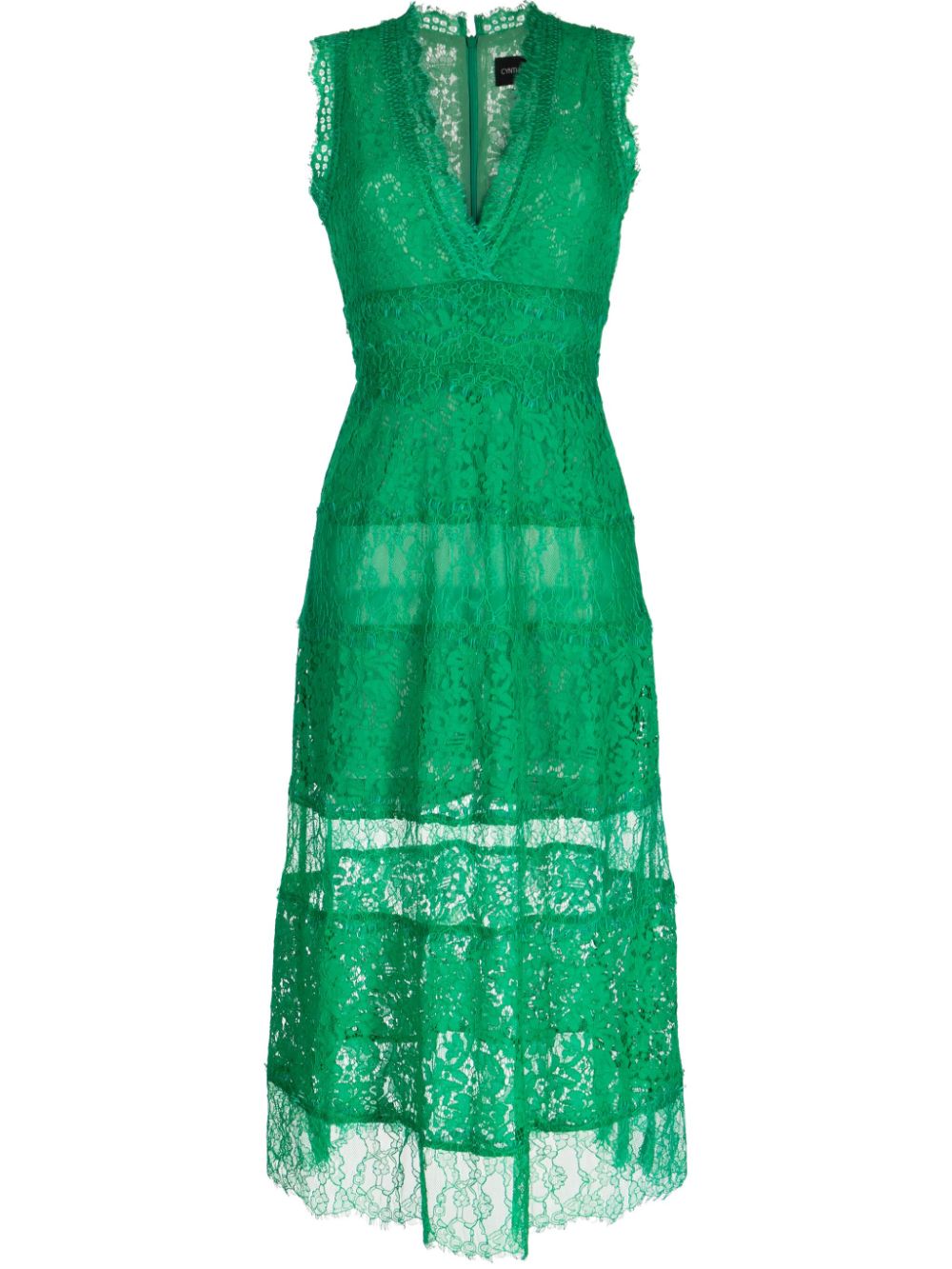 Cynthia Rowley panelled lace midi dress - Green