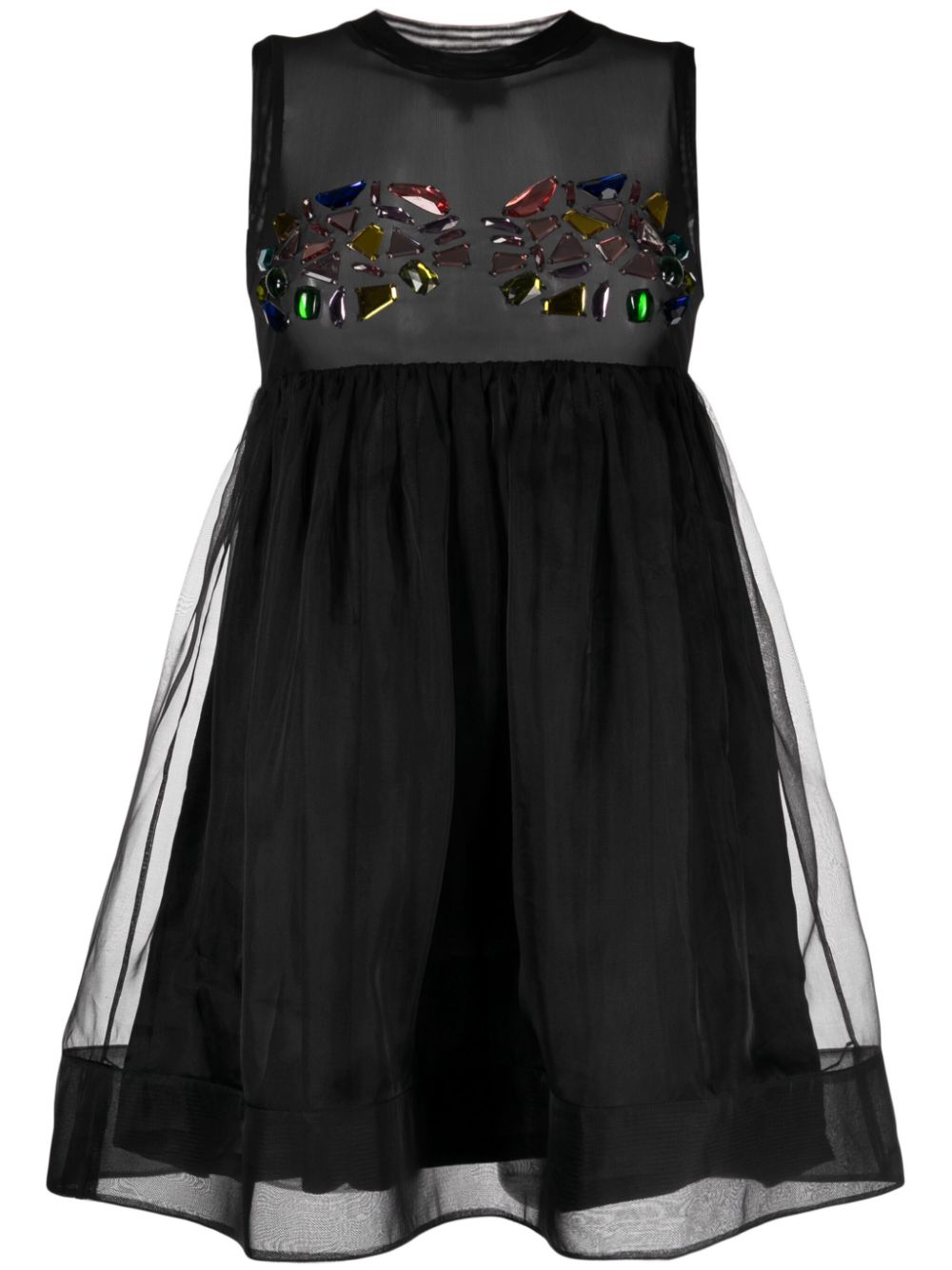 Cynthia Rowley rhinestone-embellished flared minidress - Black