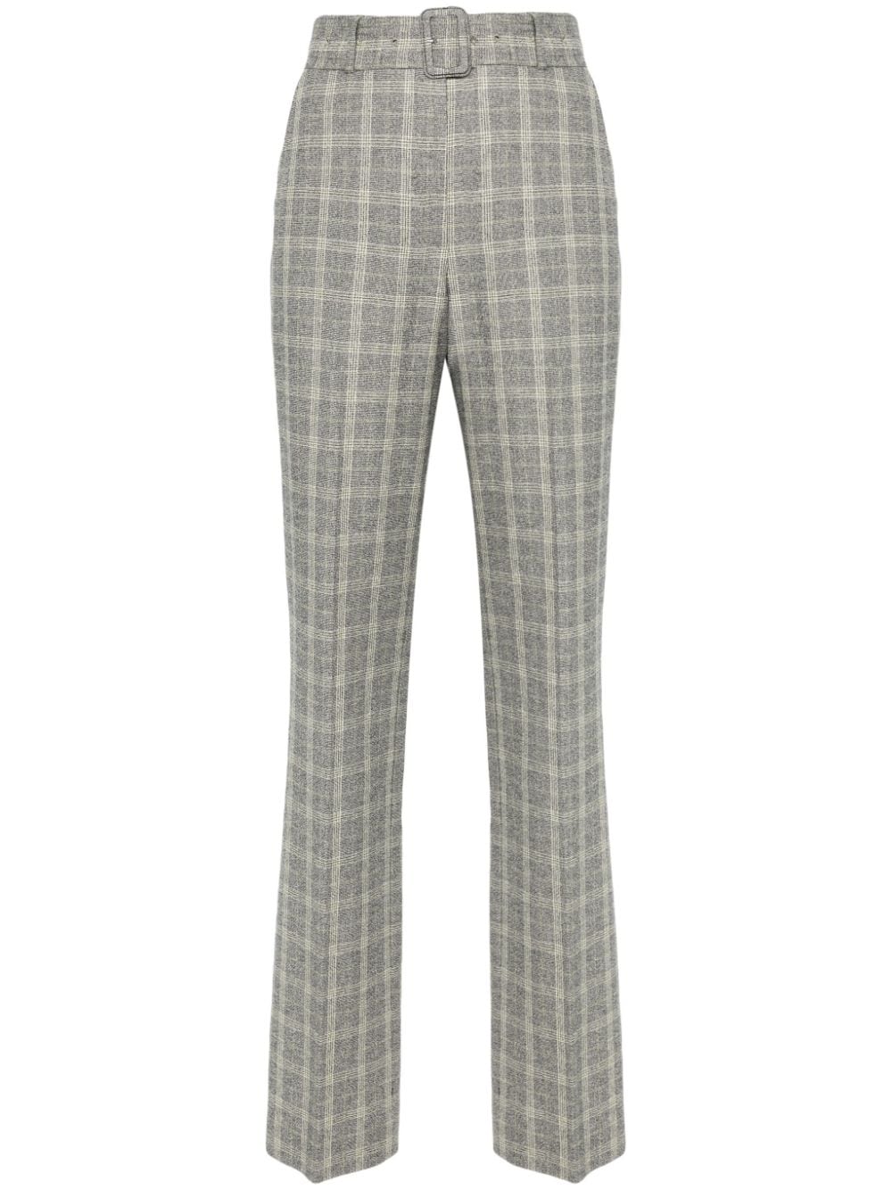 DRIES VAN NOTEN check-pattern belted trousers - Grey