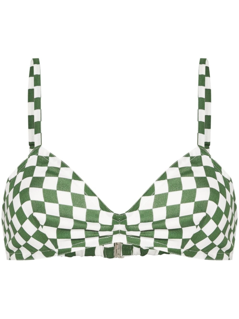 DRIES VAN NOTEN checkboard-print bra top - Green