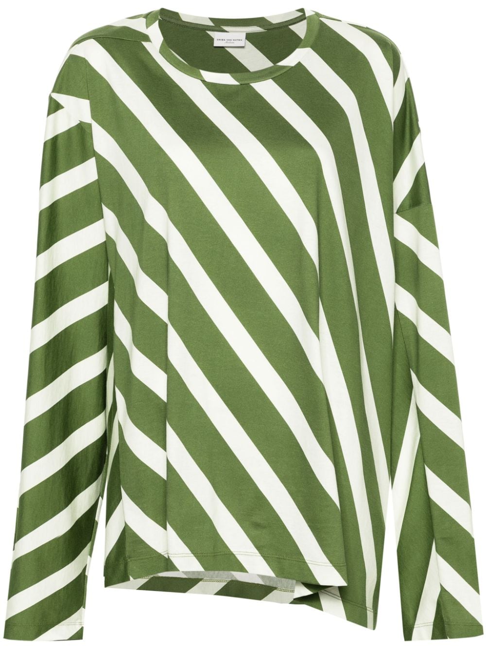 DRIES VAN NOTEN striped cotton T-shirt - Green