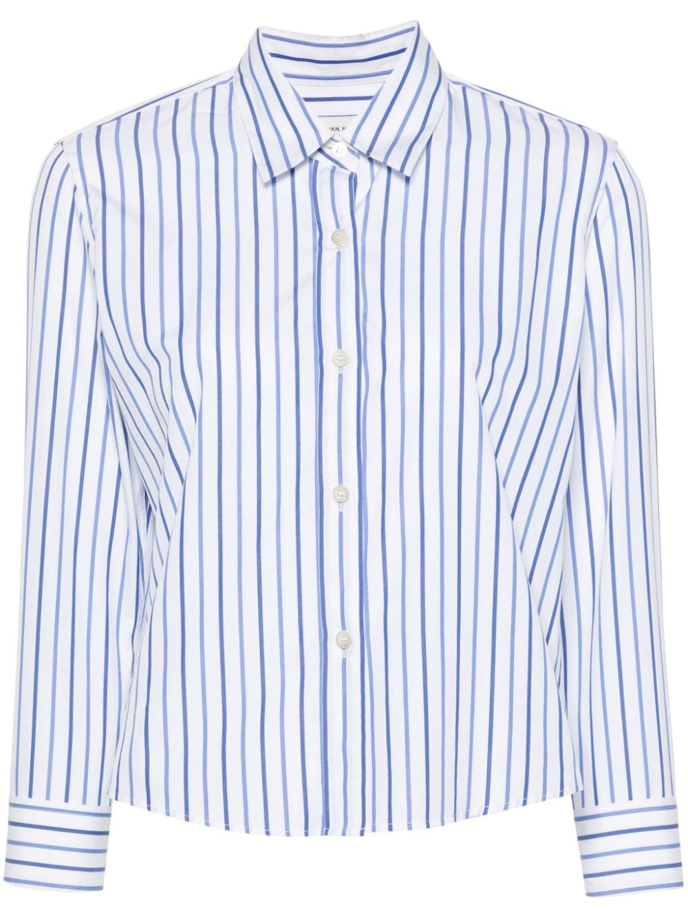 DRIES VAN NOTEN striped cropped shirt - Blue