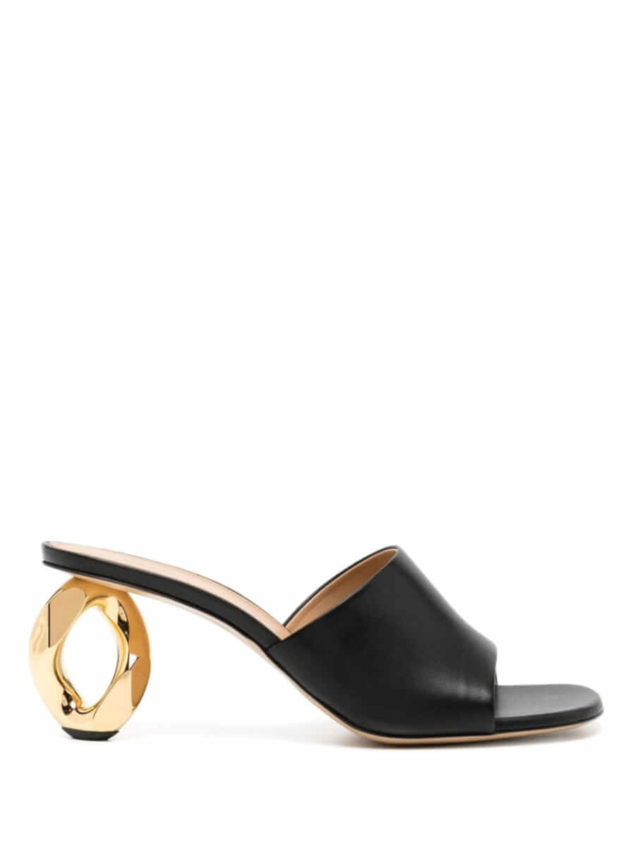JW Anderson Chain Heel 70mm leather mules - Black