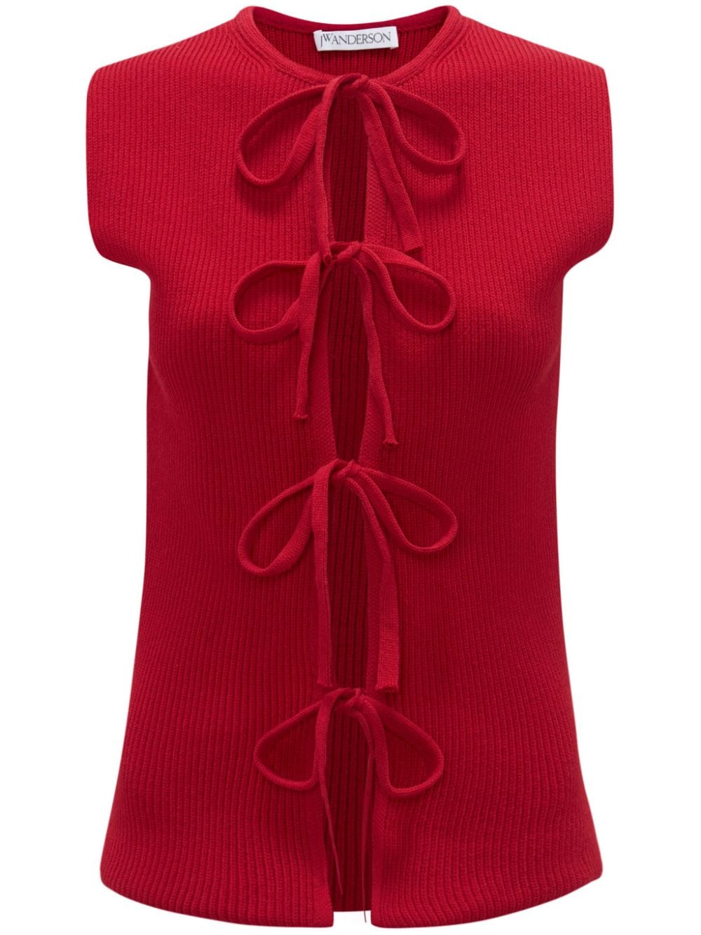 JW Anderson bow-fastening knitted top - Red