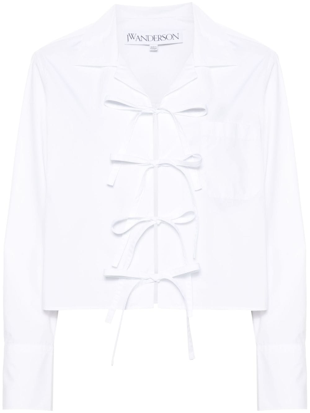 JW Anderson bow-tie cotton cropped shirt - White