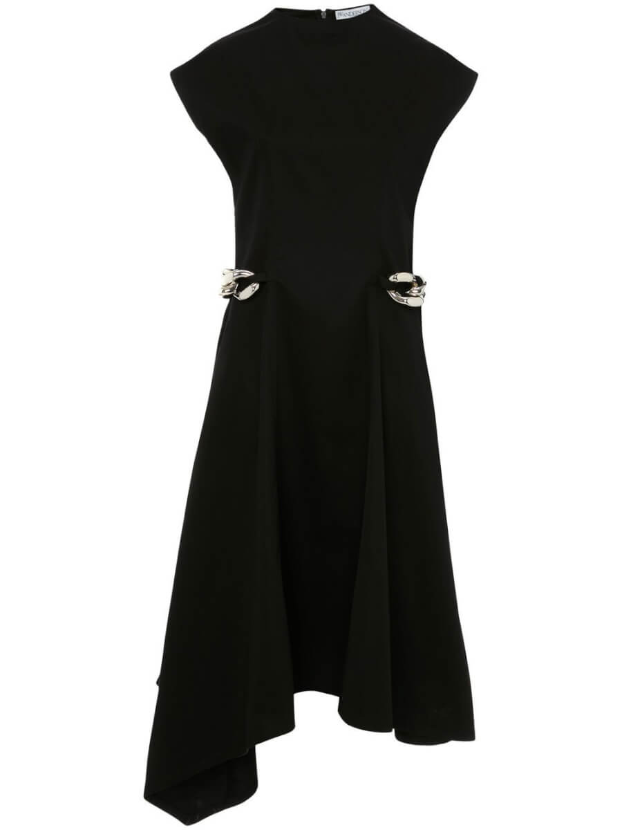 JW Anderson chain-detailed asymmetric midi dress - Black