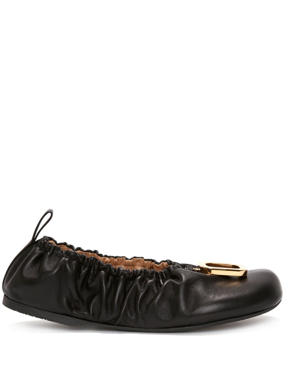 JW Anderson decorative-buckle leather ballerina shoes - Black