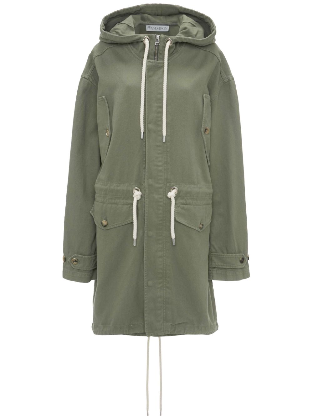 JW Anderson drawstring cotton hooded parka - Green