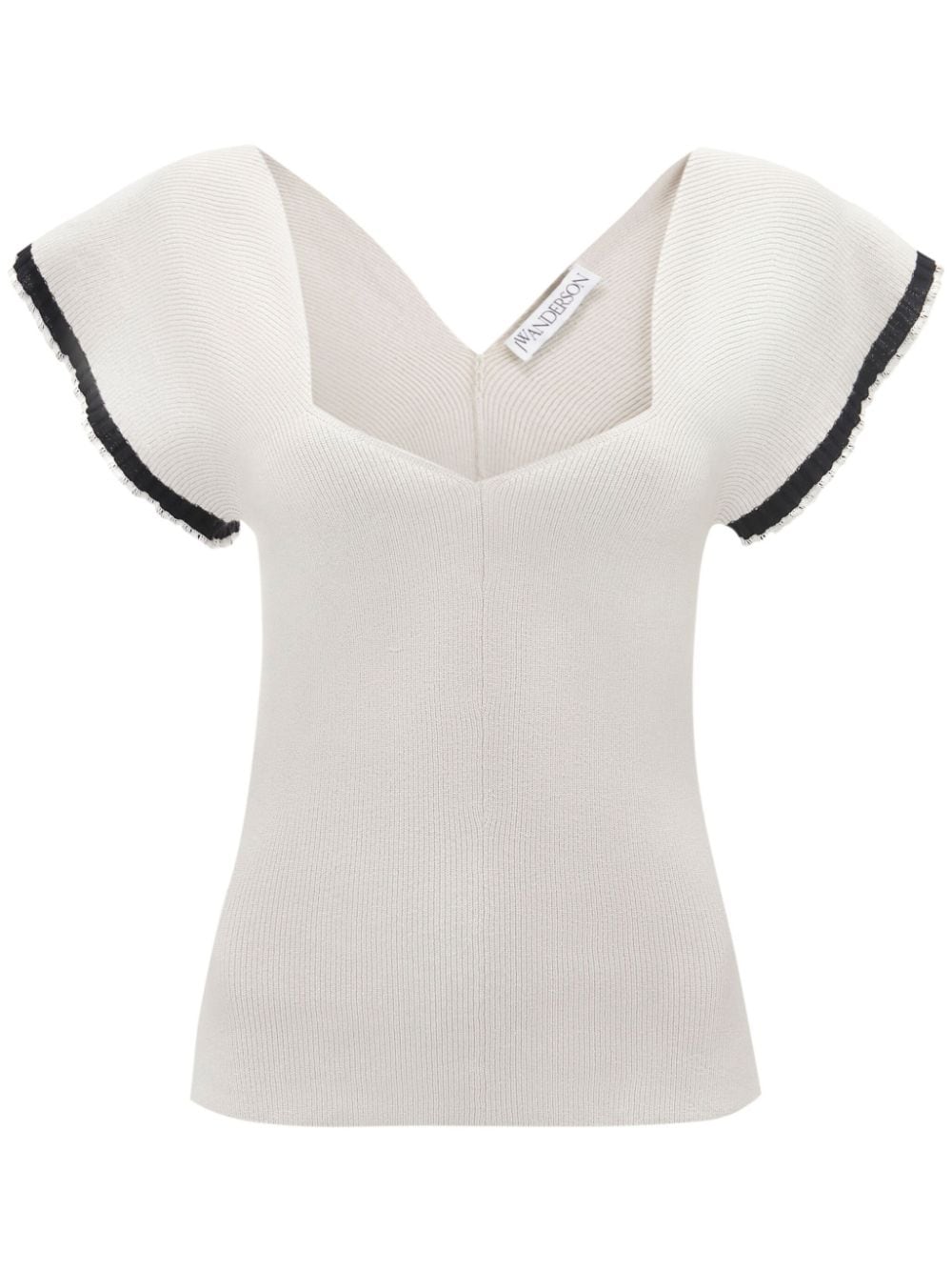 JW Anderson frilled ribbed-knit top - Neutrals