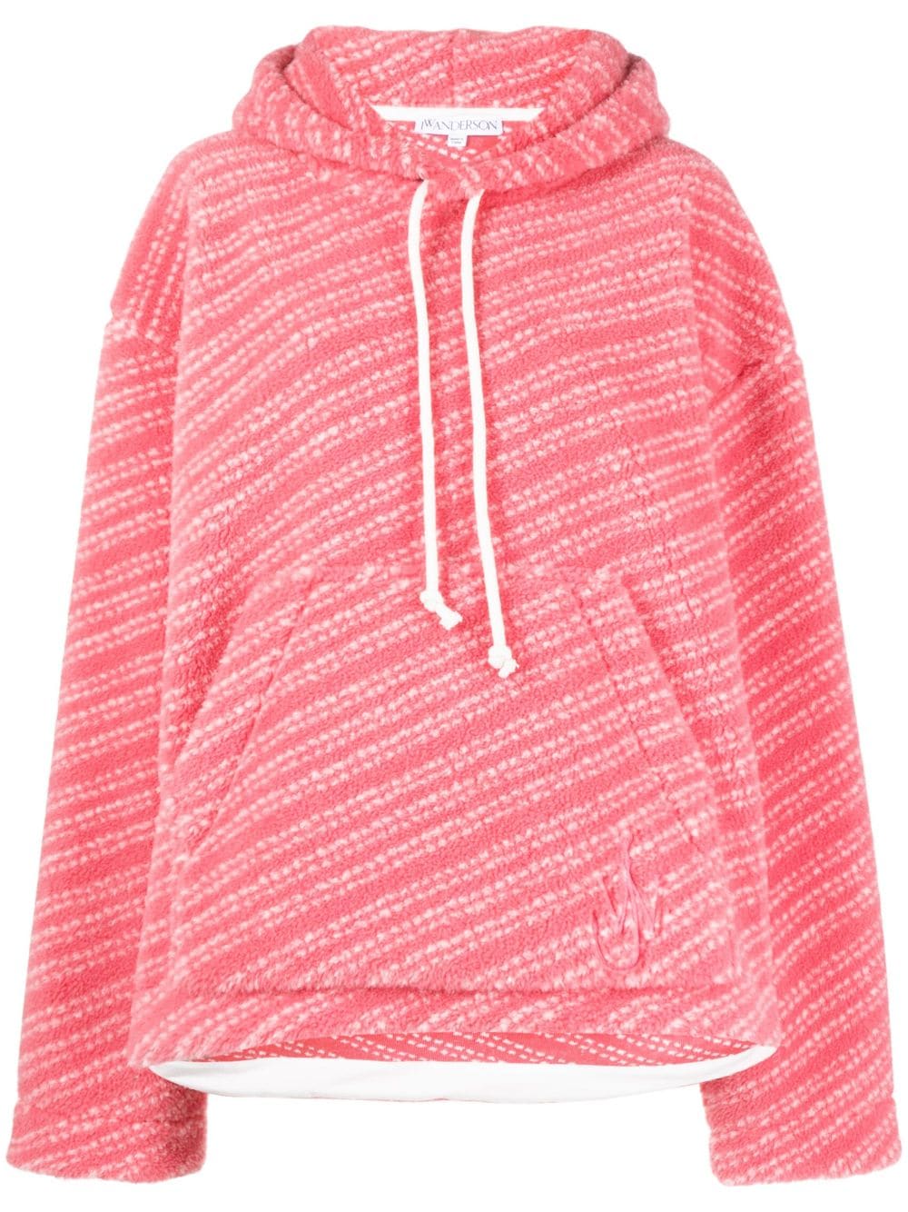 JW Anderson logo-embroidered fleece-textured hoodie - Pink
