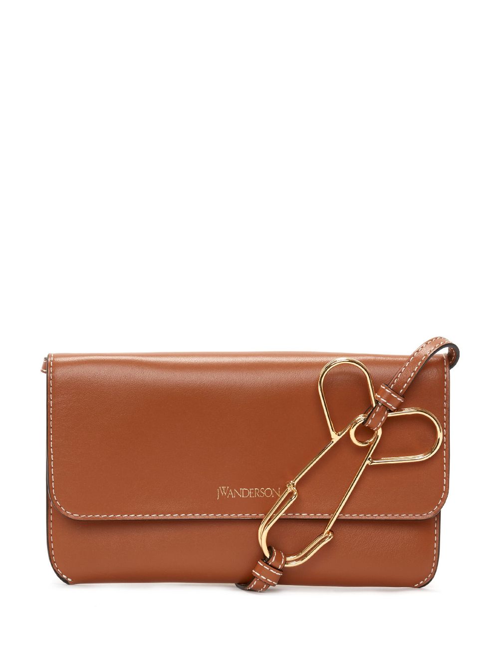 JW Anderson logo-print leather pouch bag - Brown