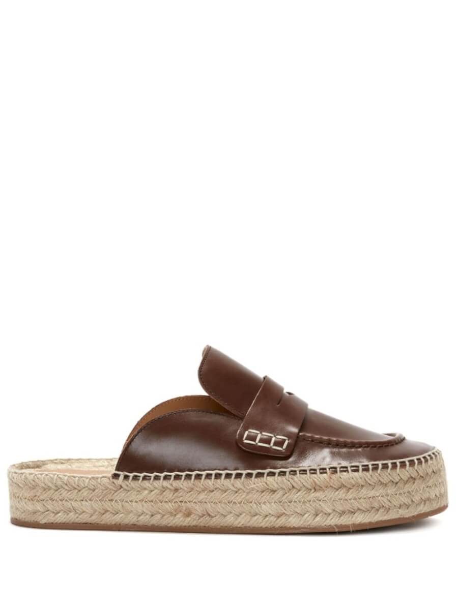 JW Anderson penny-slot leather loafer mules - Brown