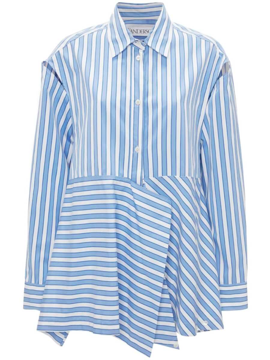JW Anderson striped draped cotton shirt - Blue