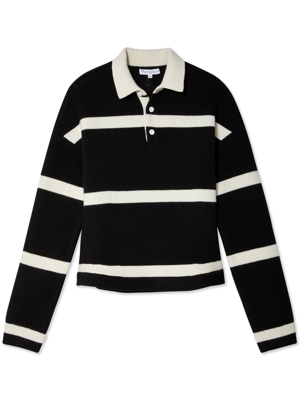 JW Anderson striped wool-blend polo top - Black