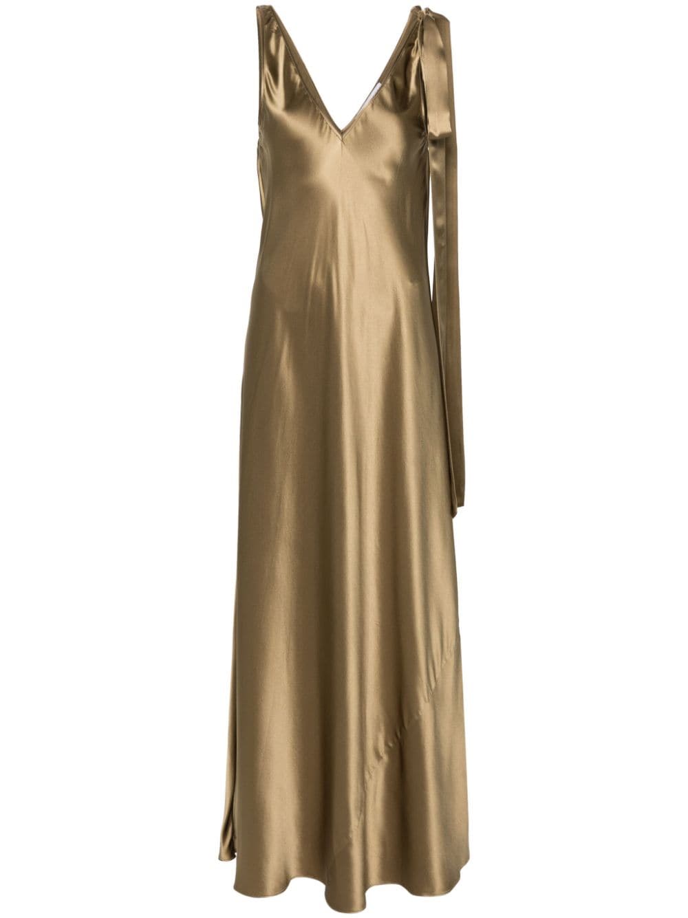 JW Anderson tie-detailed satin maxi dress - Green
