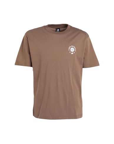 New Balance Hoops Essentials T-shirt Man T-shirt Brown Size L Cotton