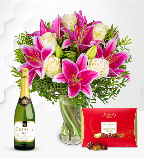 Pink Lilies & Roses Delights Gift