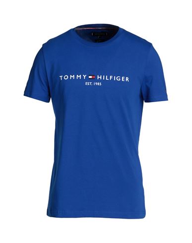 Tommy Hilfiger Tommy Logo T-shirt Man T-shirt Bright blue Size M Cotton