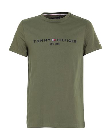 Tommy Hilfiger Tommy Logo T-shirt Man T-shirt Military green Size M Cotton