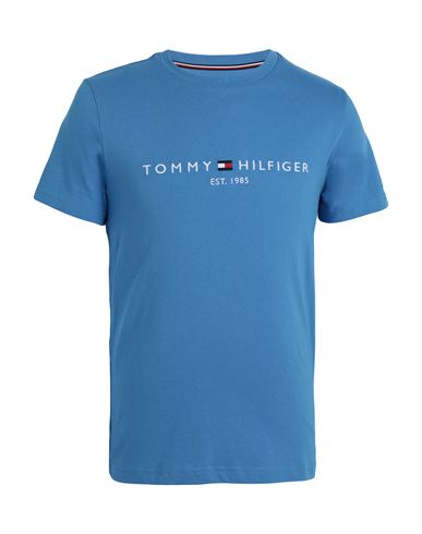 Tommy Hilfiger Tommy Logo T-shirt Man T-shirt Pastel blue Size L Cotton