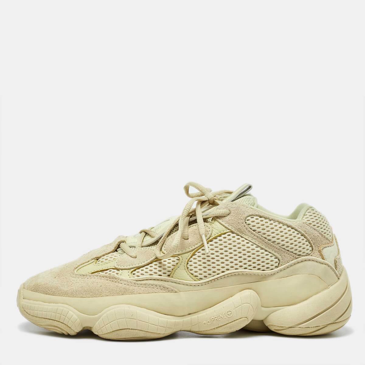 Yeezy x Adidas Light Yellow Suede and Mesh Yeezy 500 Low Top Sneakers Size 45.5